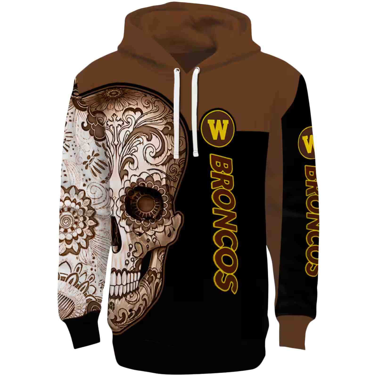 Western Michigan Broncos Sugar Skull Brown Black Hoodie