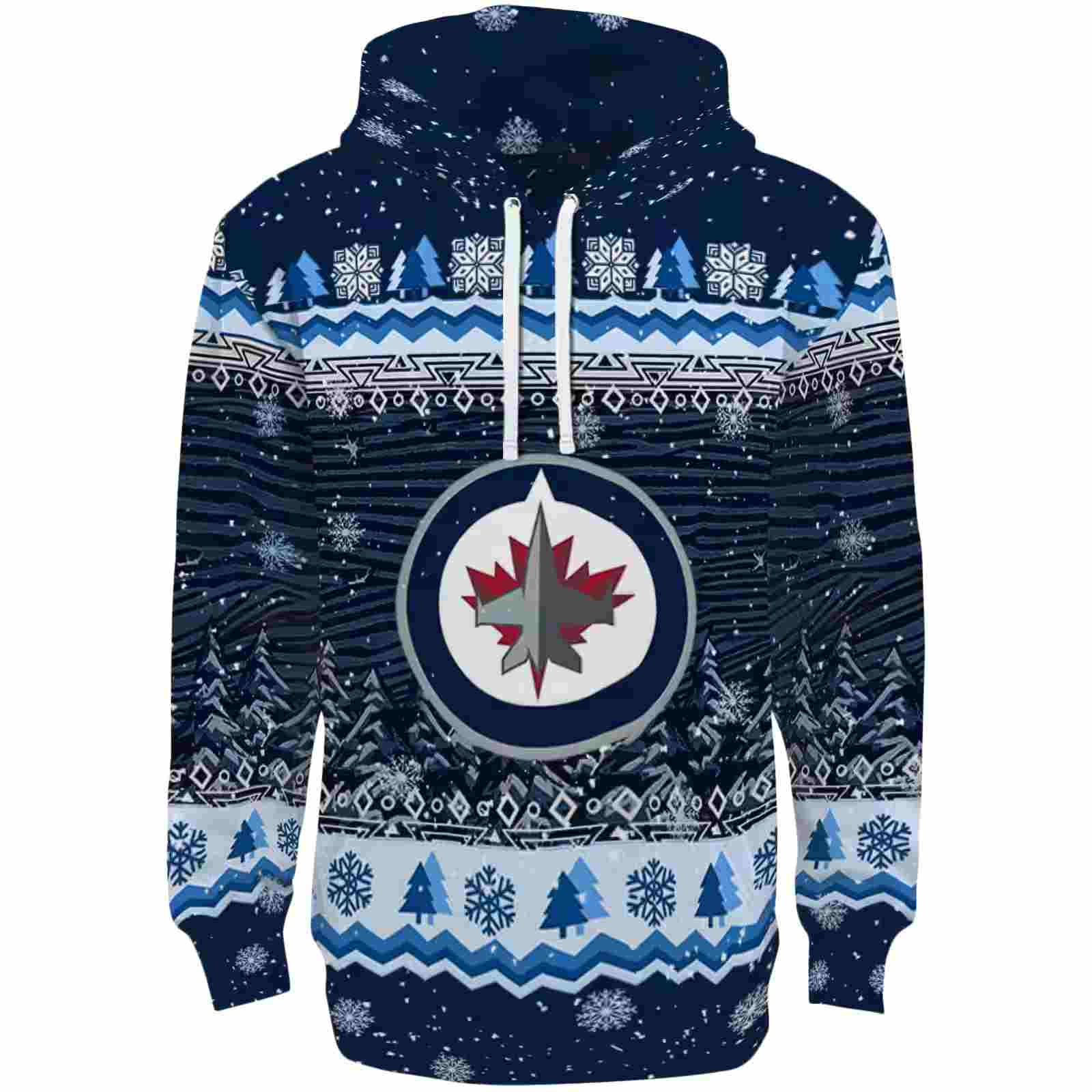 Winnipeg Jets Christmas Trees Blue Hoodie