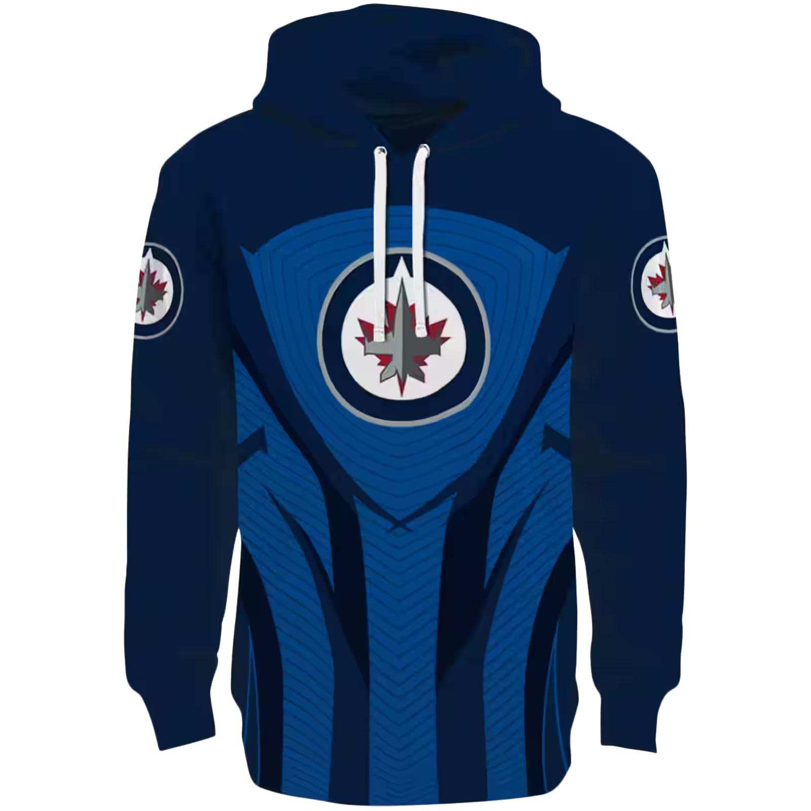 Winnipeg Jets Concentric Lines Blue Black Hoodie