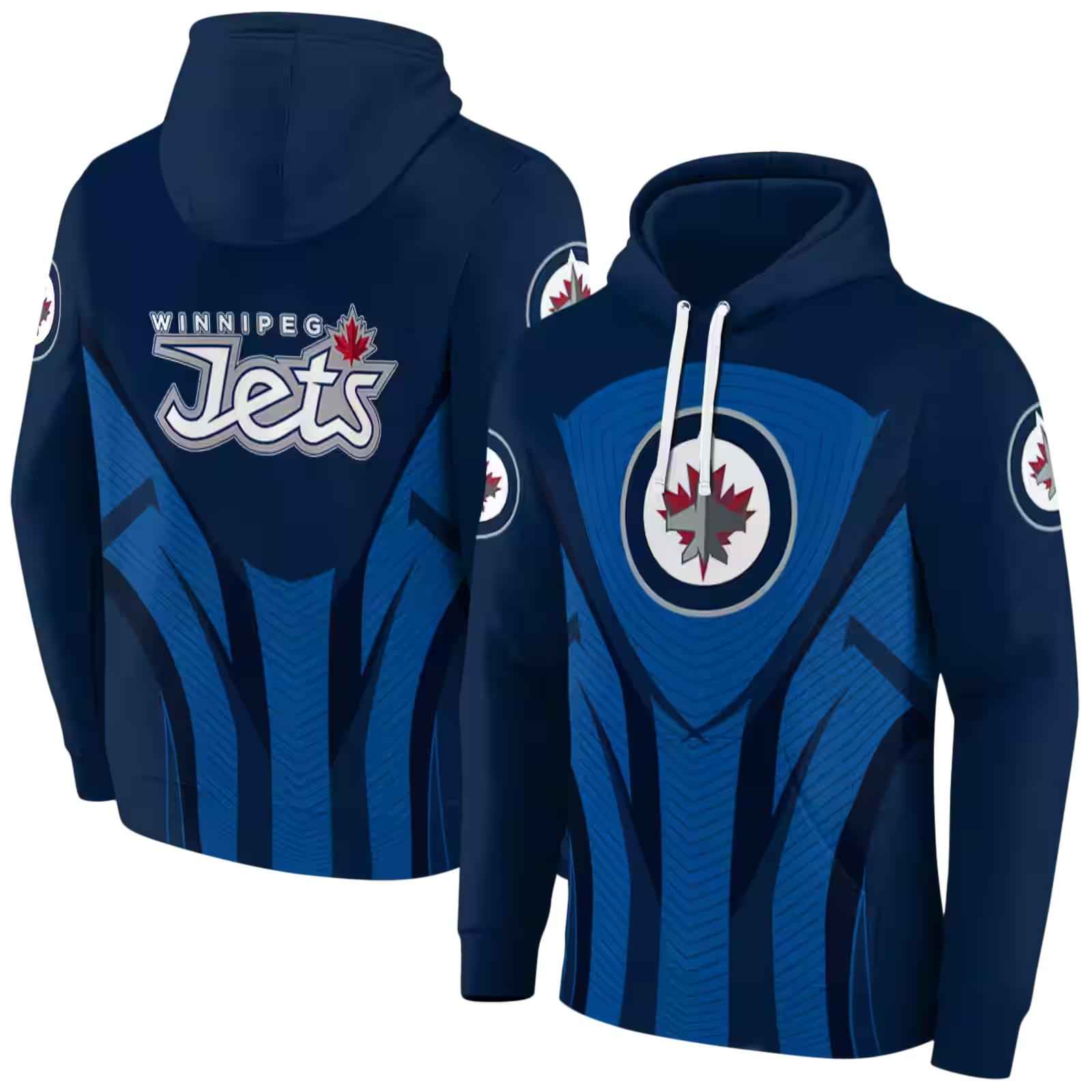 winnipeg jets concentric lines blue black hoodie fashion forward