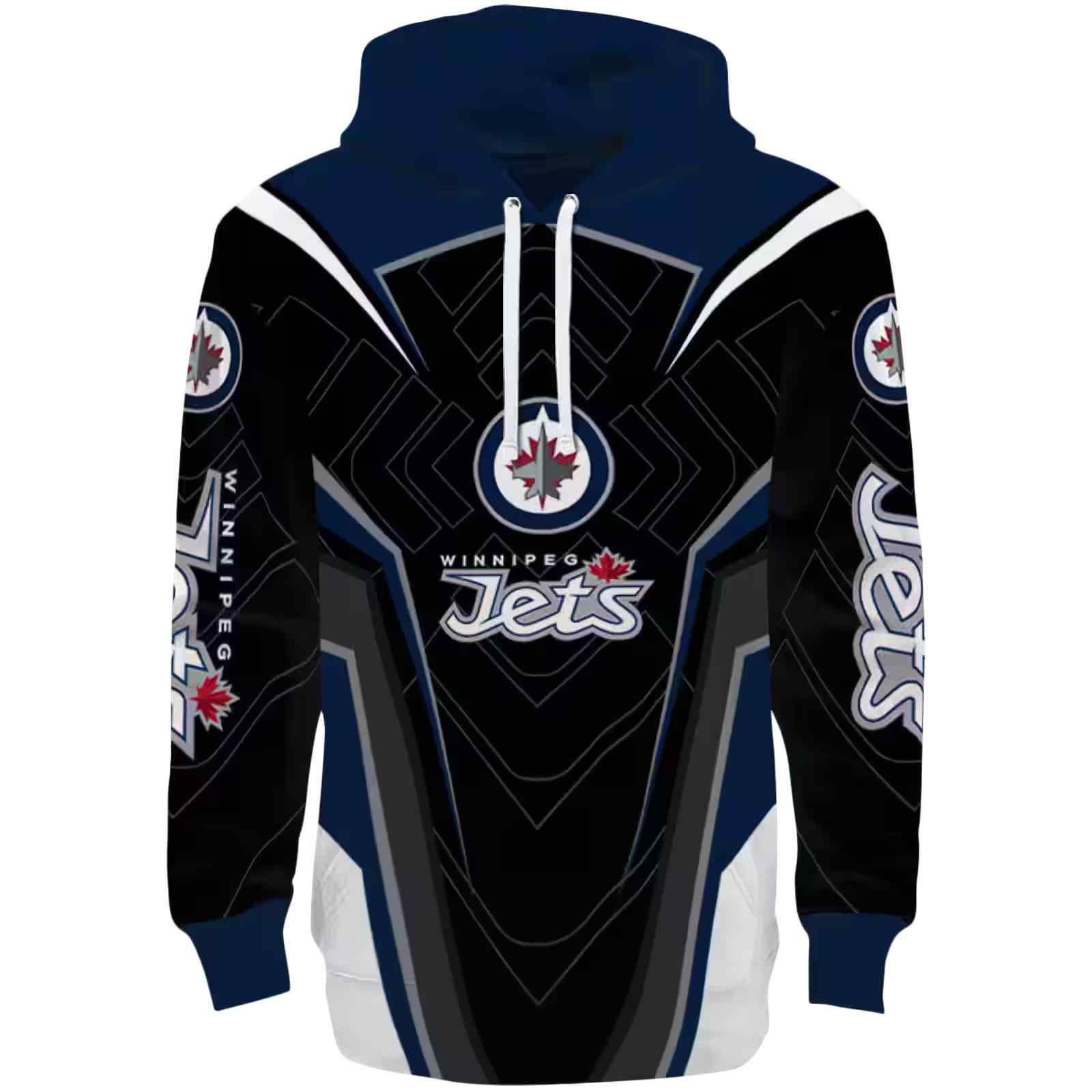 Winnipeg Jets Futuristic Pattern Blue Black Hoodie