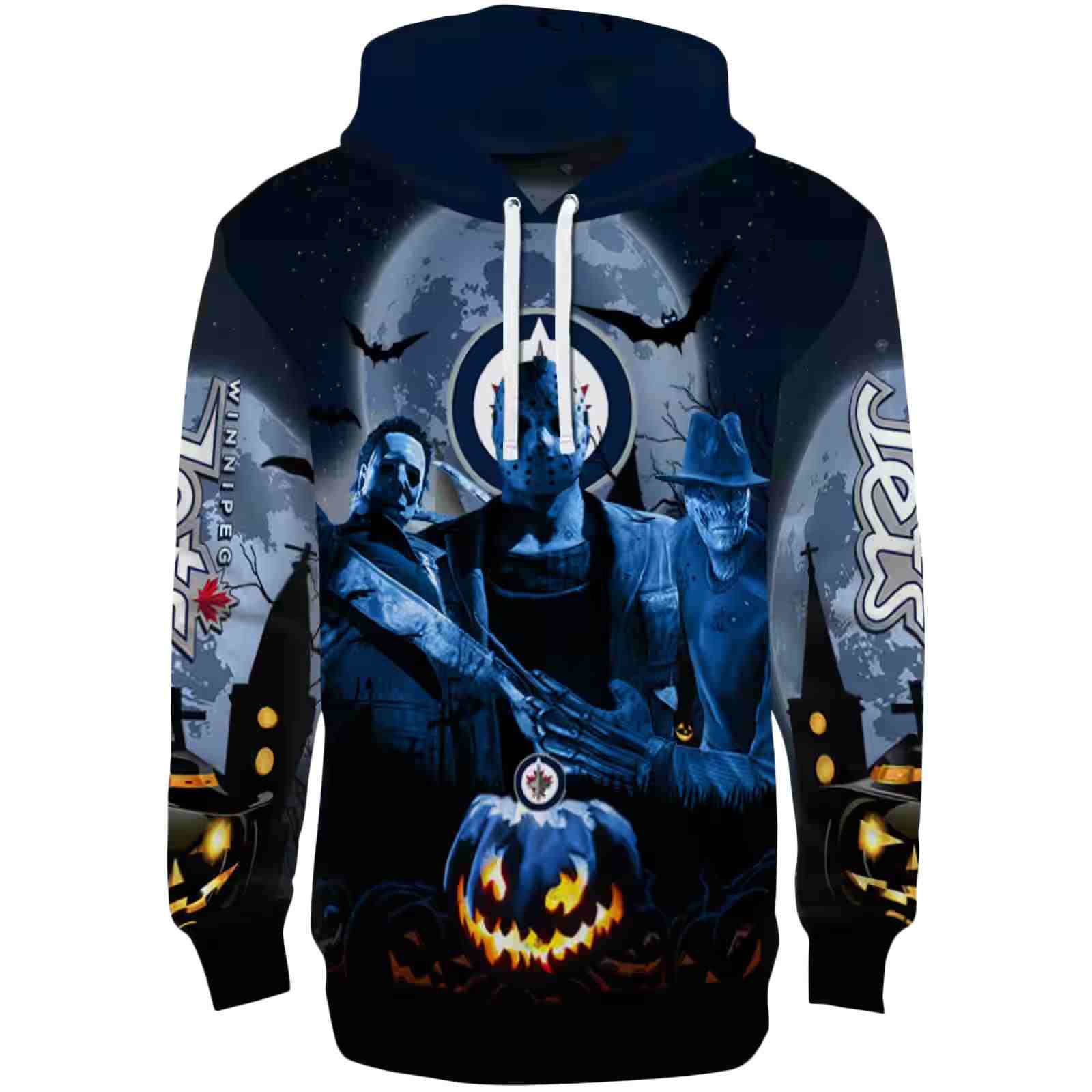 Winnipeg Jets Halloween Vibes Blue Black Hoodie