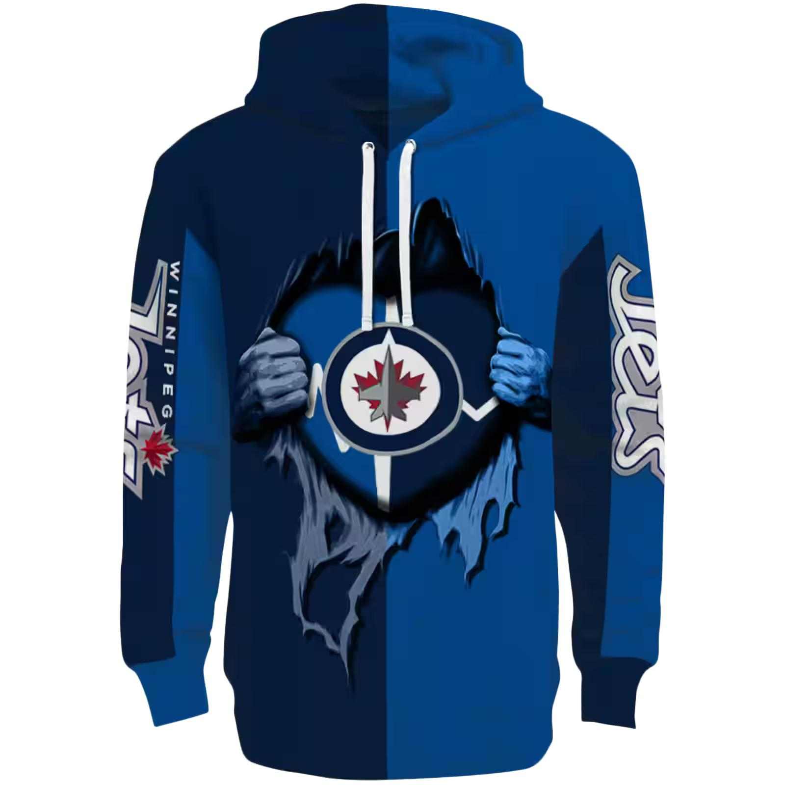 Winnipeg Jets Heartbeat Graphic Blue Hoodie