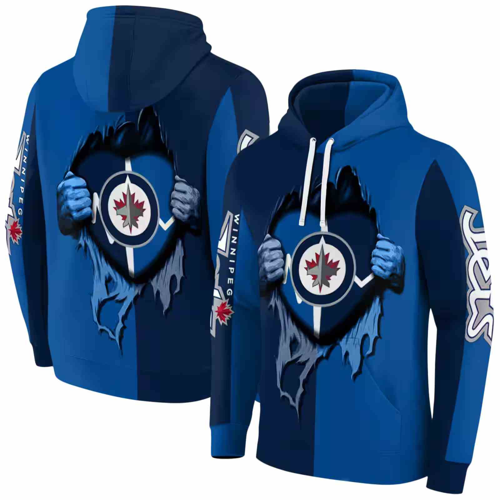 winnipeg jets heartbeat graphic blue hoodie fashion forward