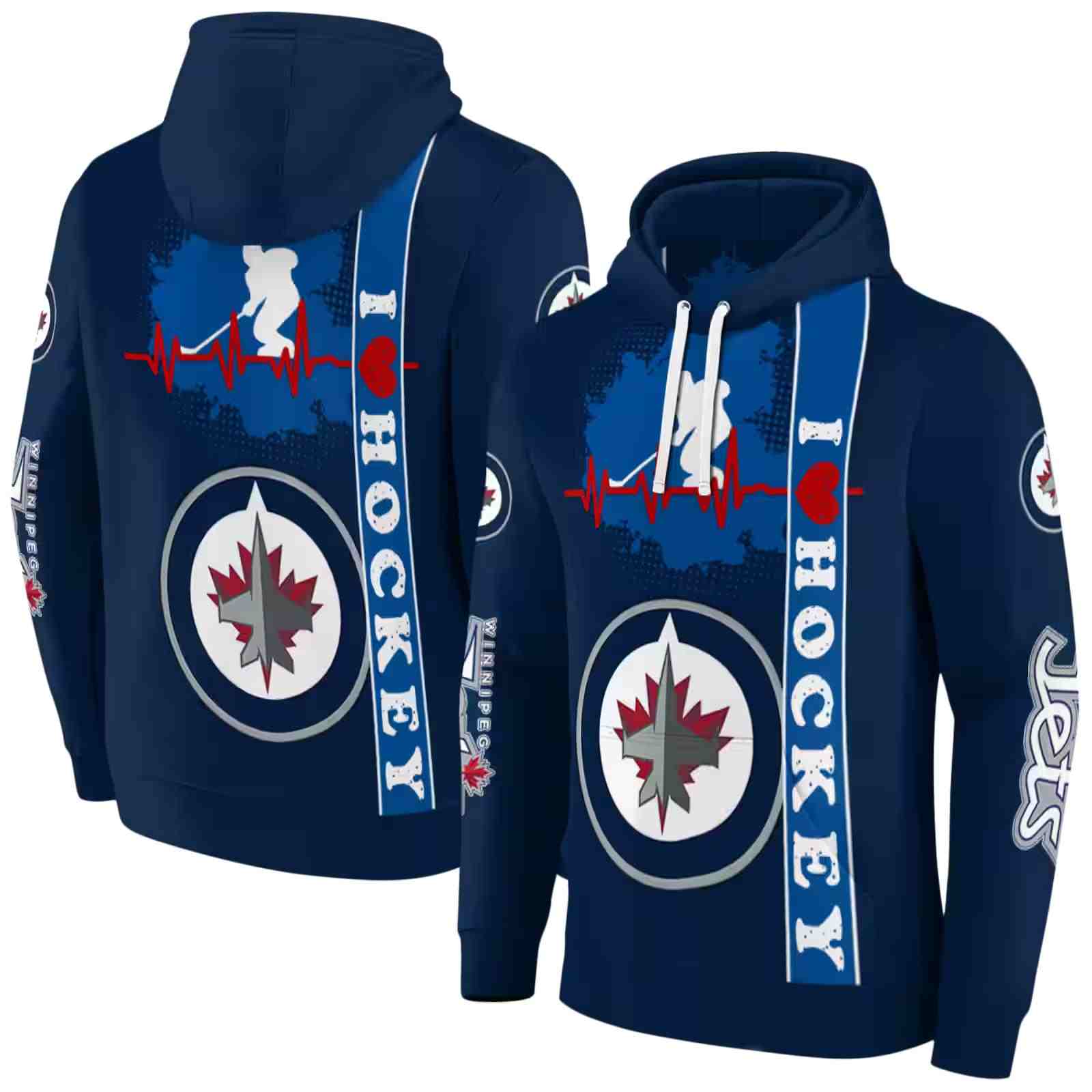 winnipeg jets hockey heartbeat blue hoodie fashion forward