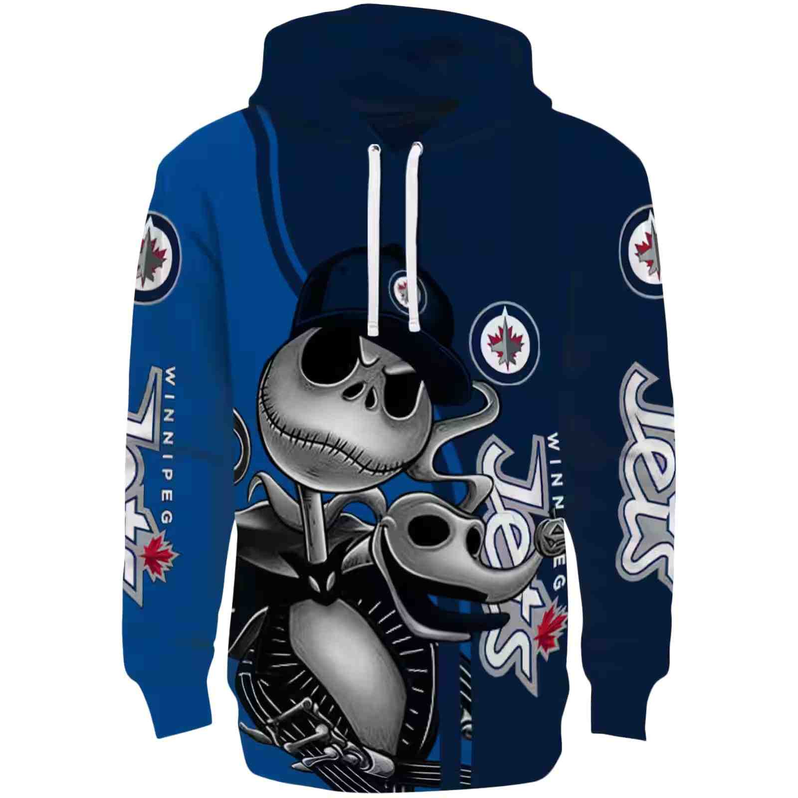 Winnipeg Jets Jack Skellington Blue Hoodie