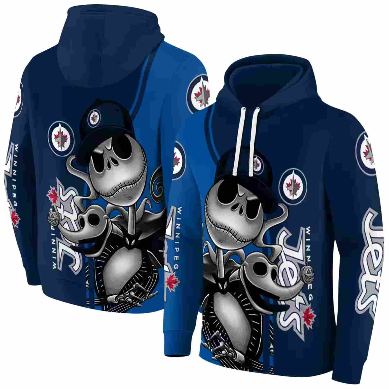 winnipeg jets jack skellington blue hoodie fashion forward