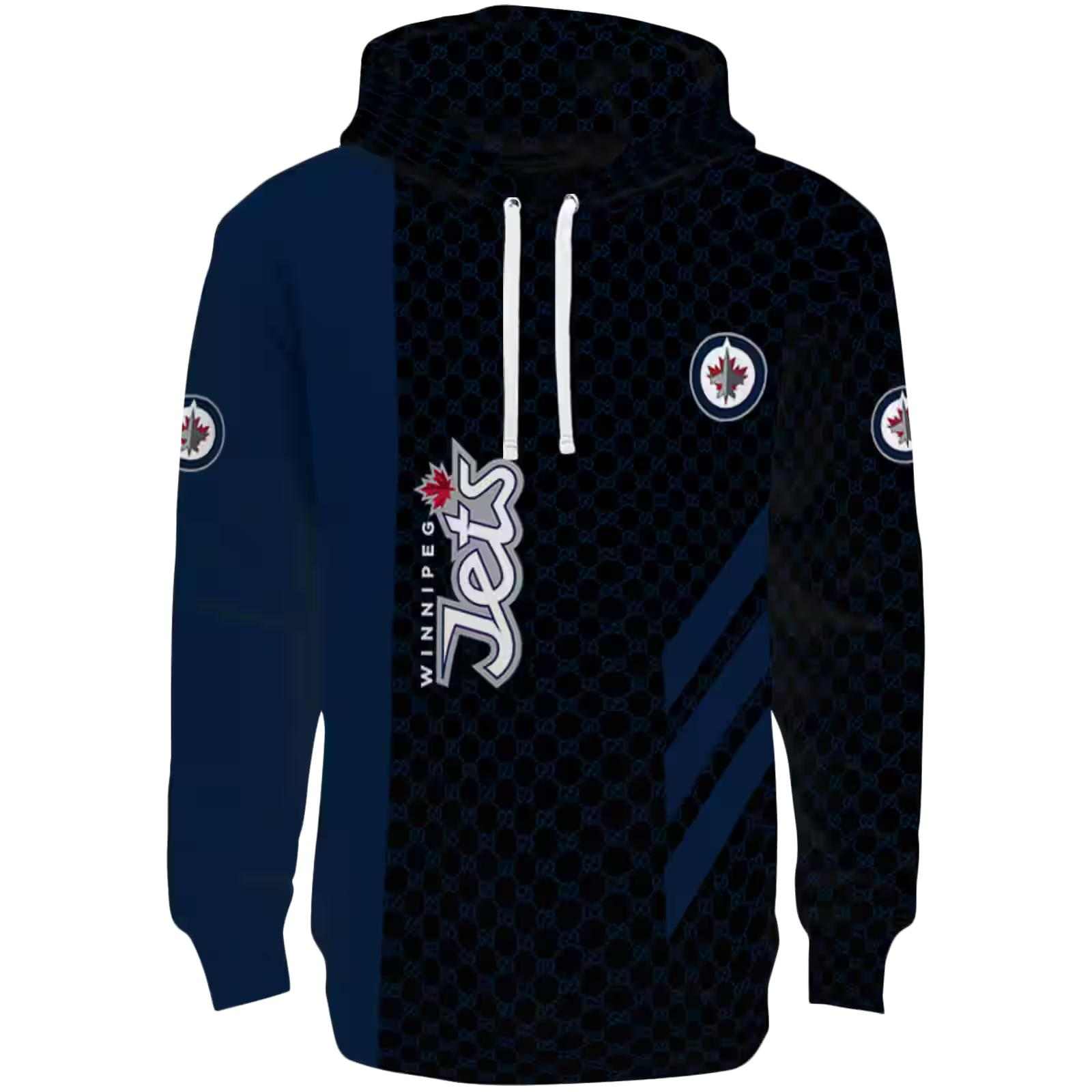 Winnipeg Jets Monogram Pattern Blue Hoodie