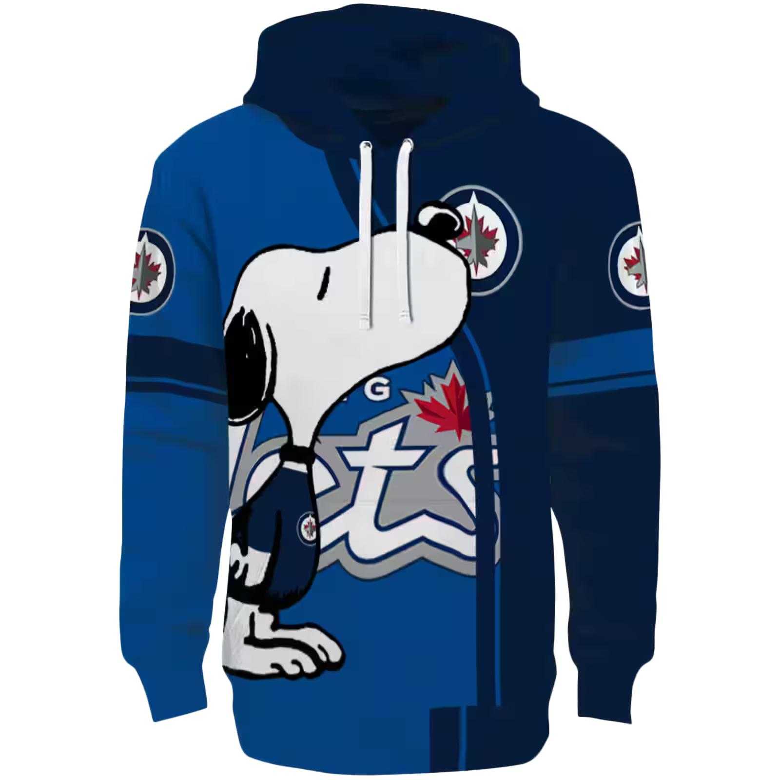 Winnipeg Jets Playful Snoopy Blue Hoodie