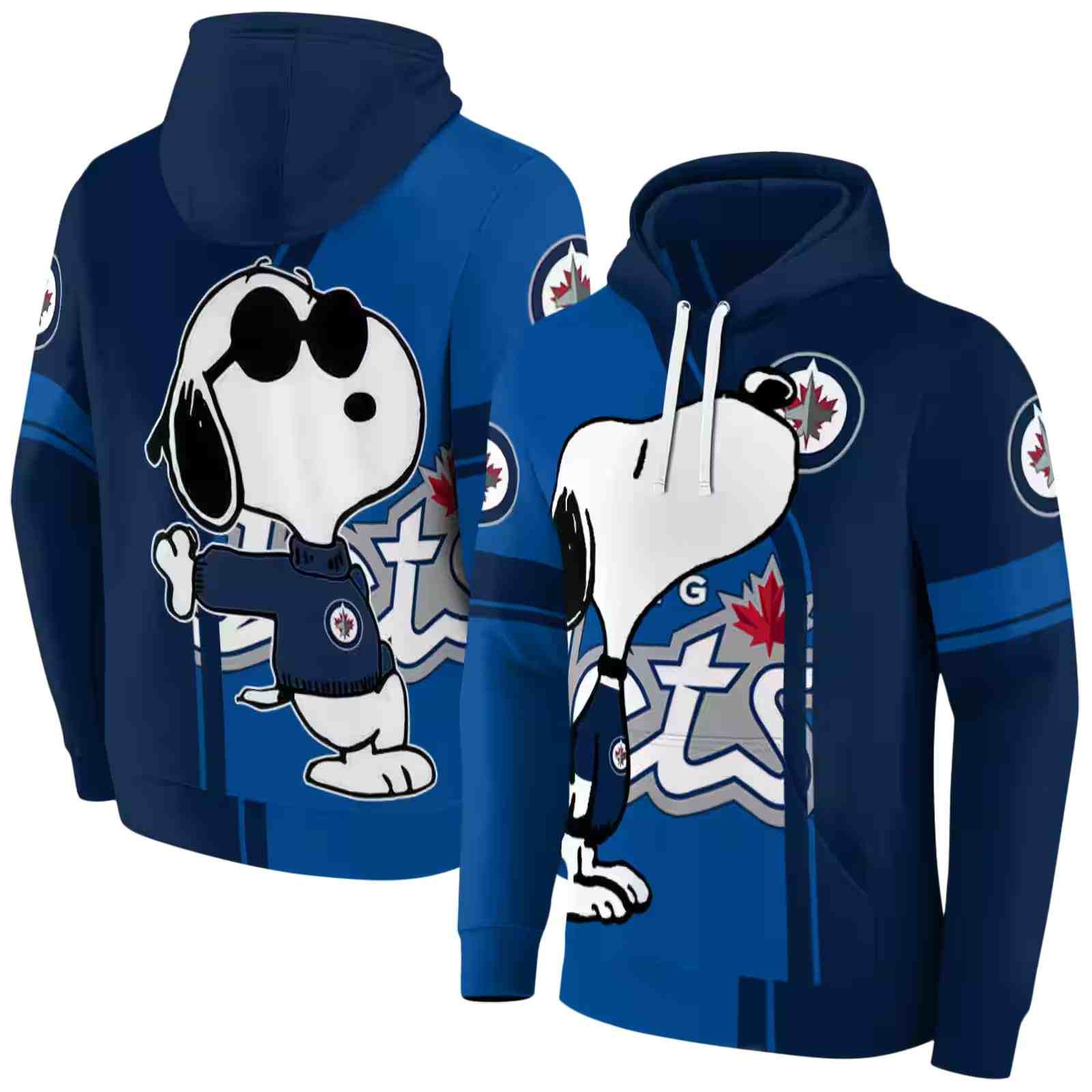 winnipeg jets playful snoopy blue hoodie fashion forward