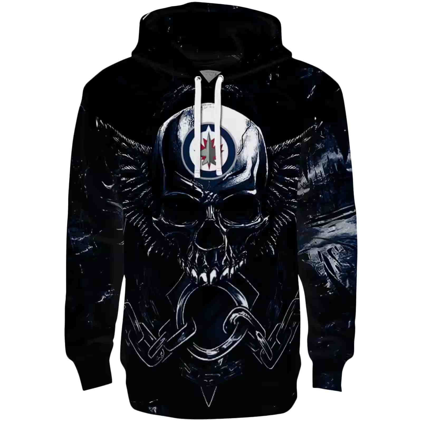 Winnipeg Jets Skull Artwork Blue Black Hoodie