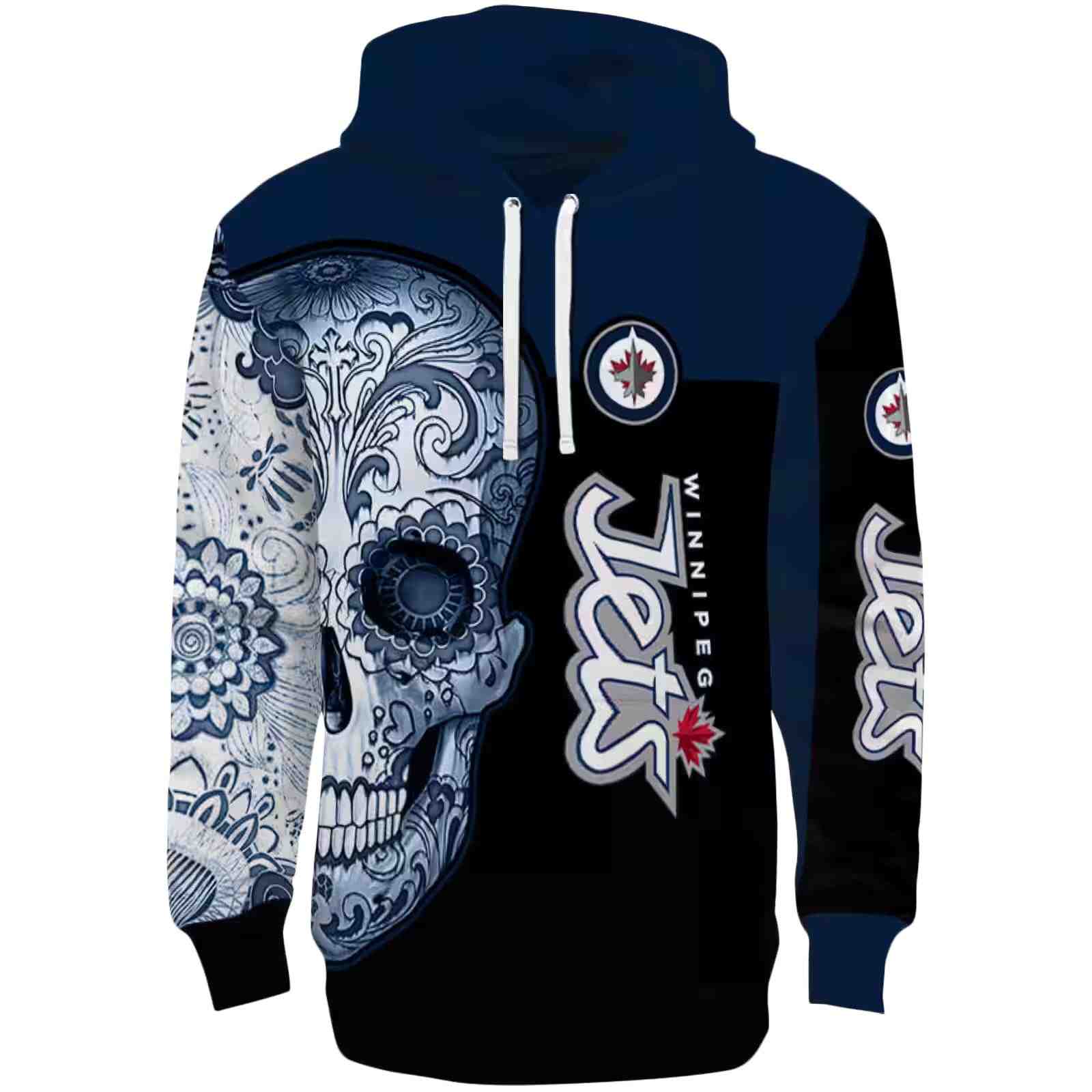 Winnipeg Jets Sugar Skull Blue Black Hoodie