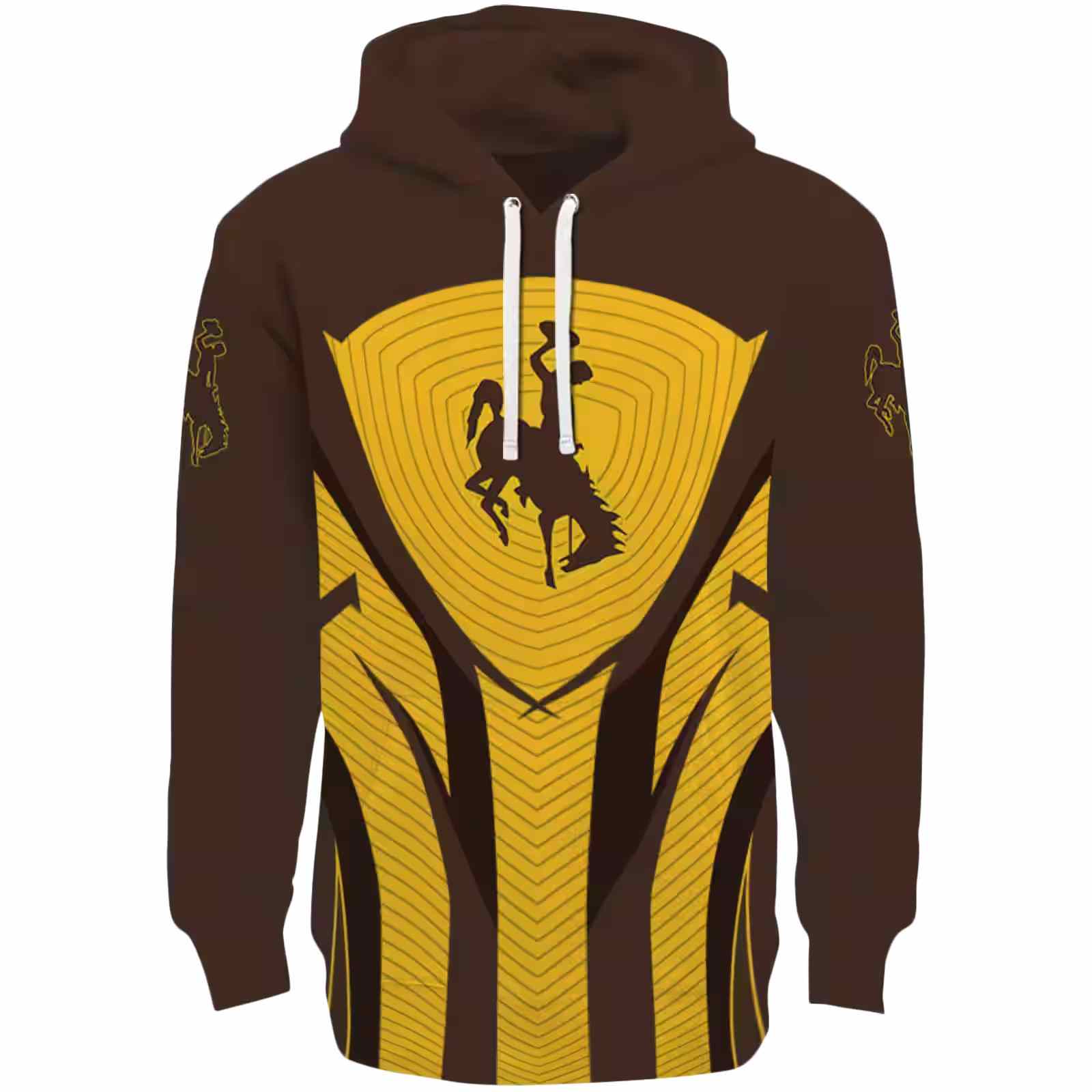 Wyoming Cowboys Concentric Lines Brown Black Hoodie