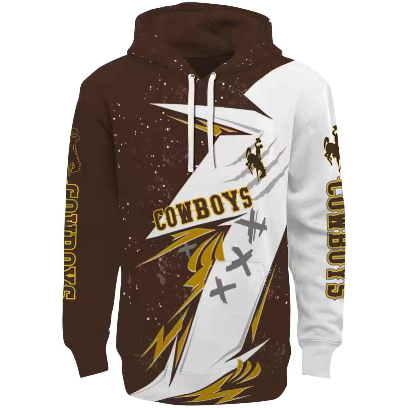 Wyoming Cowboys Dynamic Slash Brown White Hoodie