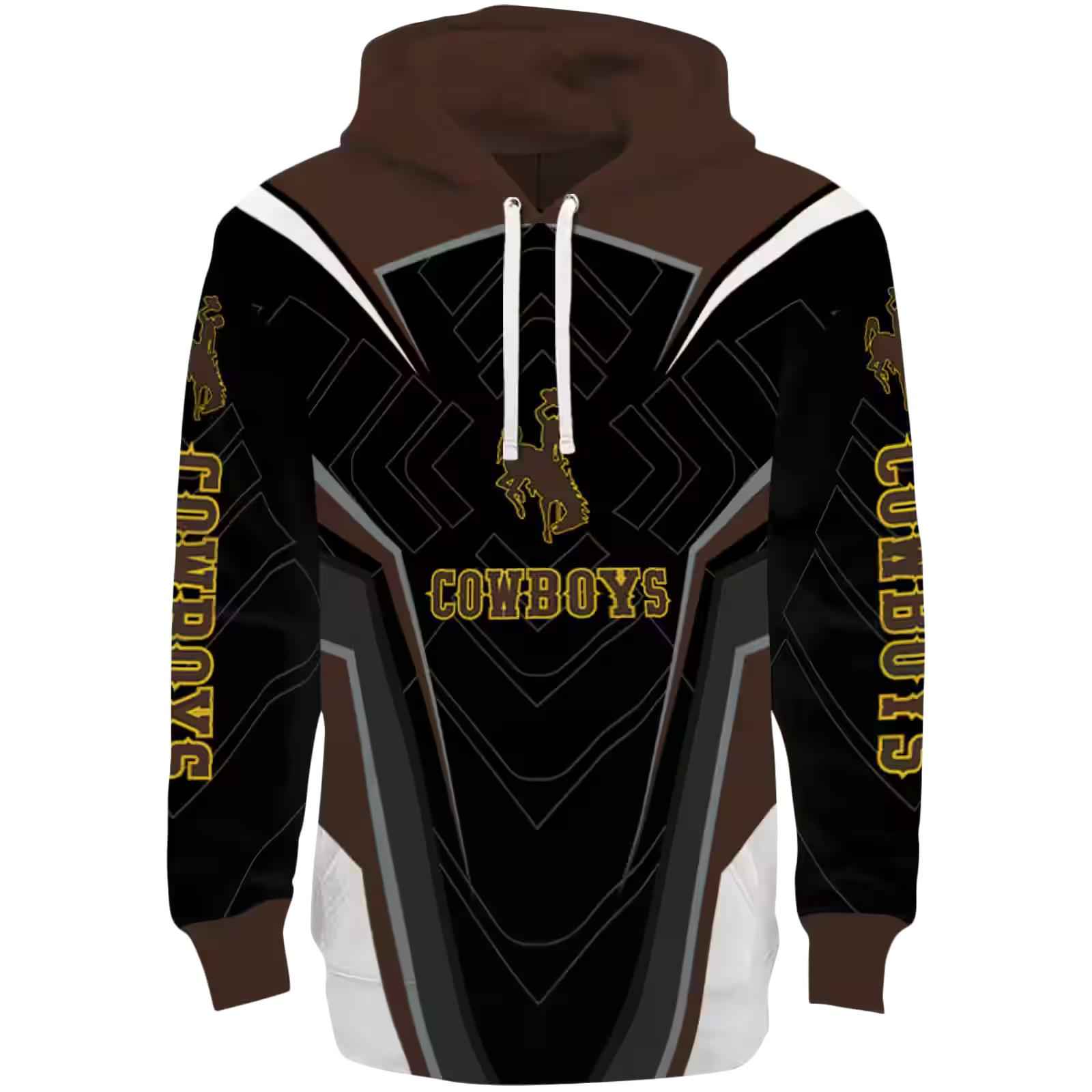 Wyoming Cowboys Futuristic Pattern Brown Black Hoodie
