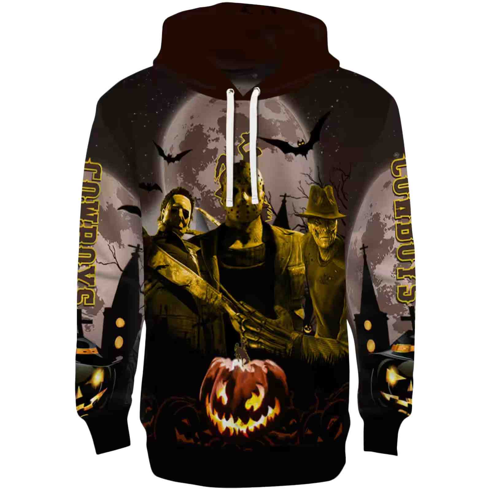 Wyoming Cowboys Halloween Vibes Brown Black Hoodie