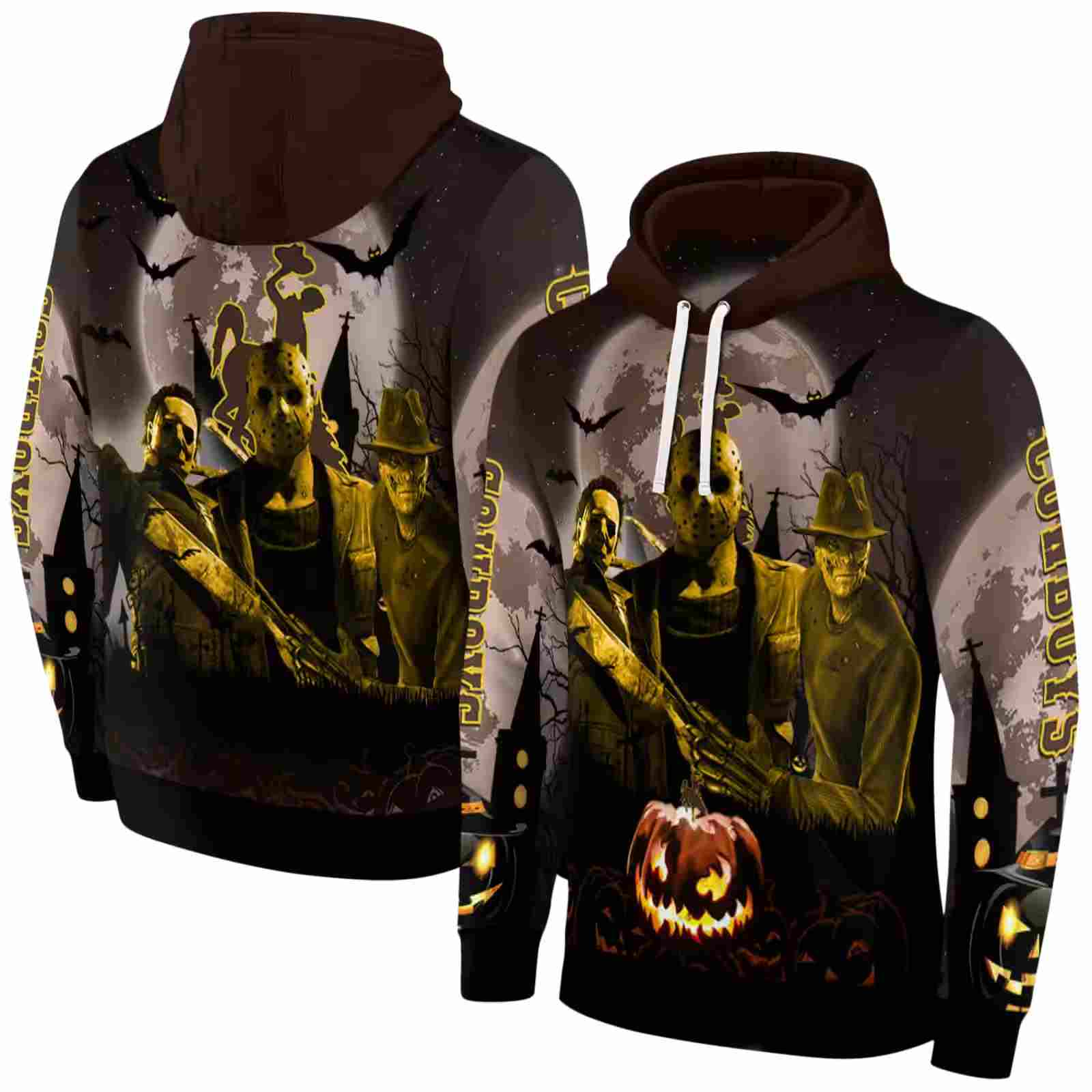 wyoming cowboys halloween vibes brown black hoodie fashion forward