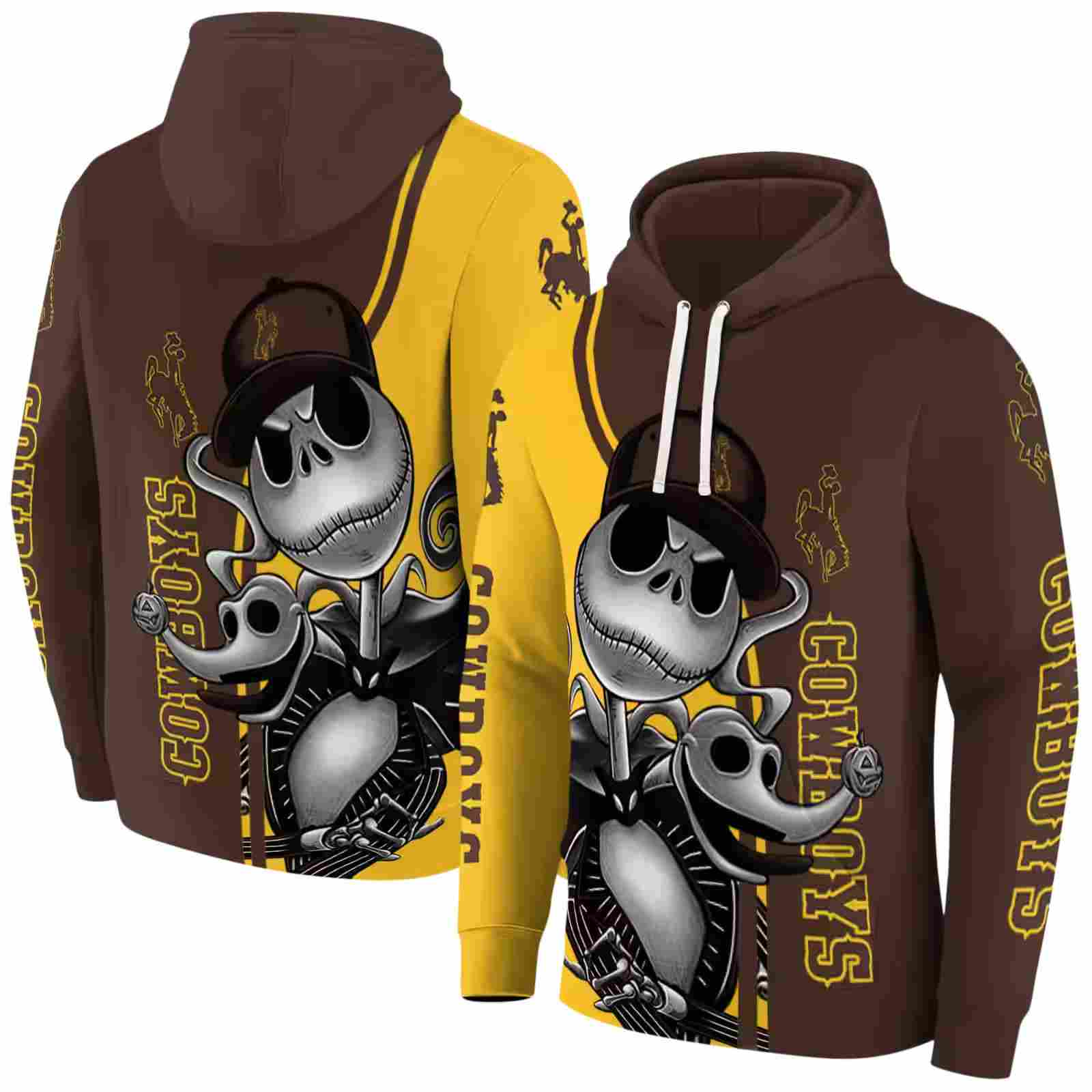 wyoming cowboys jack skellington brown hoodie fashion forward